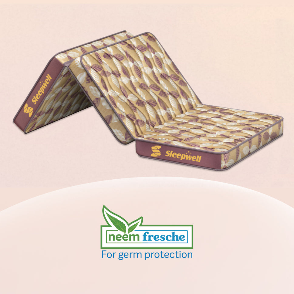 Sleepwell Tarang Foldable Mattress | PU Foam | Neem Fresche Technology with Storage Cover