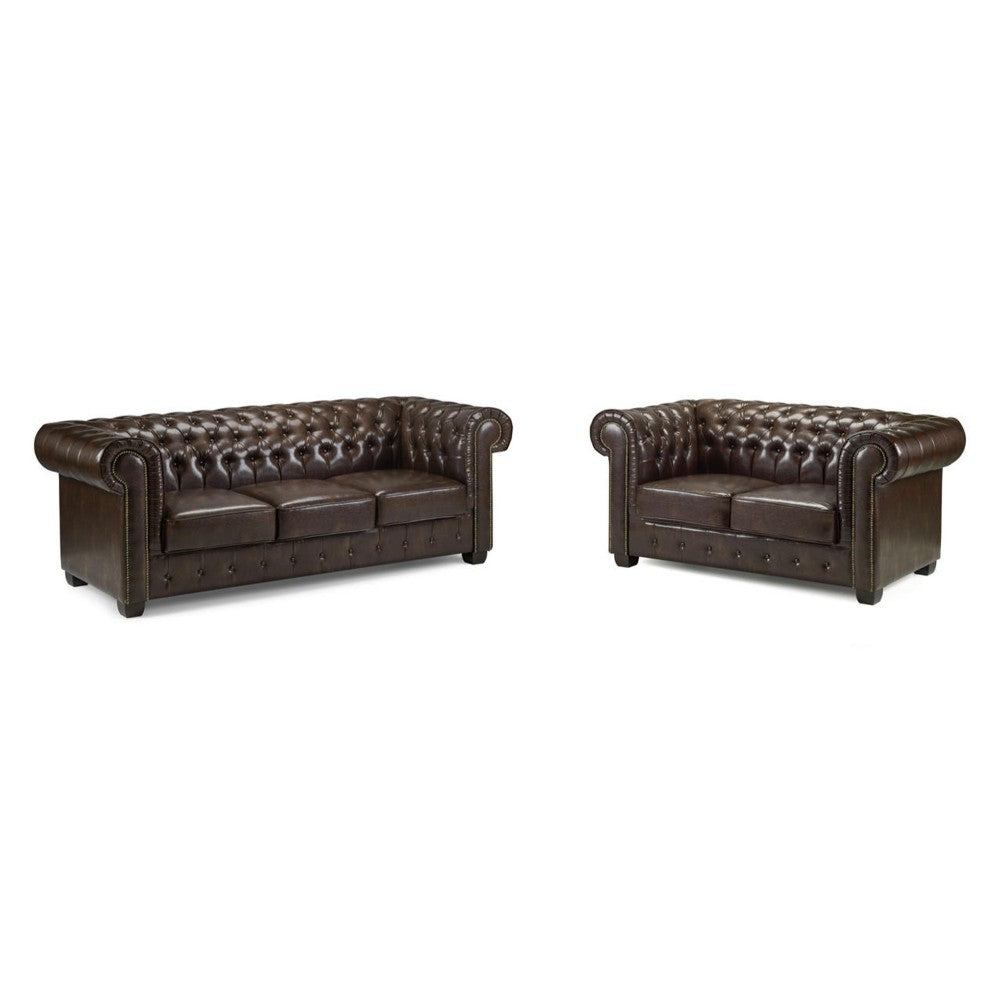 Chesterfield 3+2 Sofa in Antique Brown