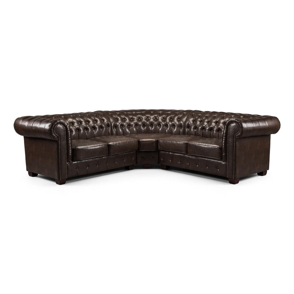 Chesterfield Large Corner Sofa in Antique Brown