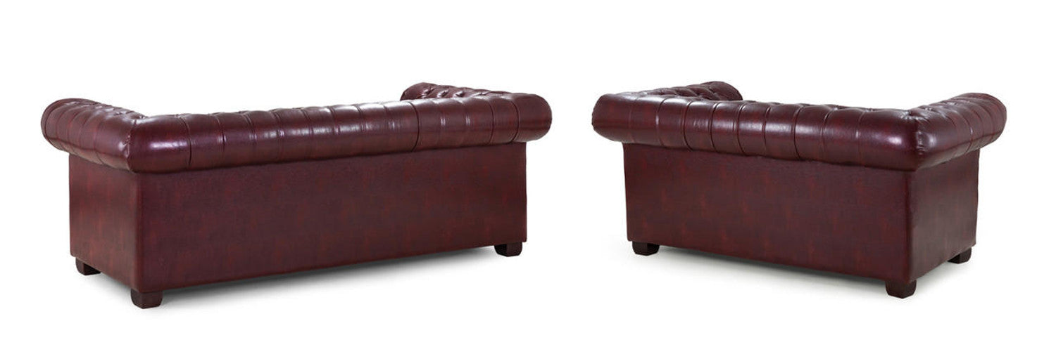 Chesterfield 3+2 Sofa in Oxblood Red