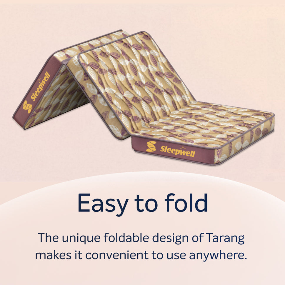 Sleepwell Tarang Foldable Mattress | PU Foam | Neem Fresche Technology with Storage Cover