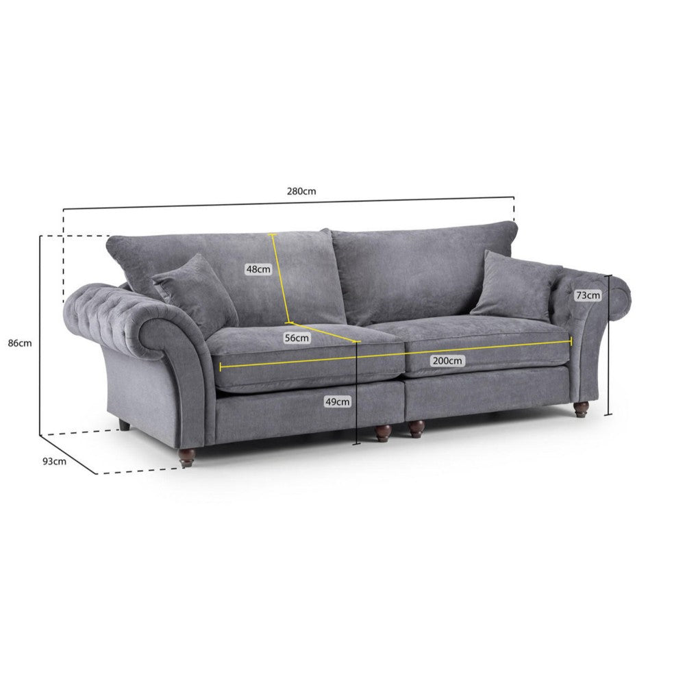 Windsor Fullback 4 Seater Sofa in Grey