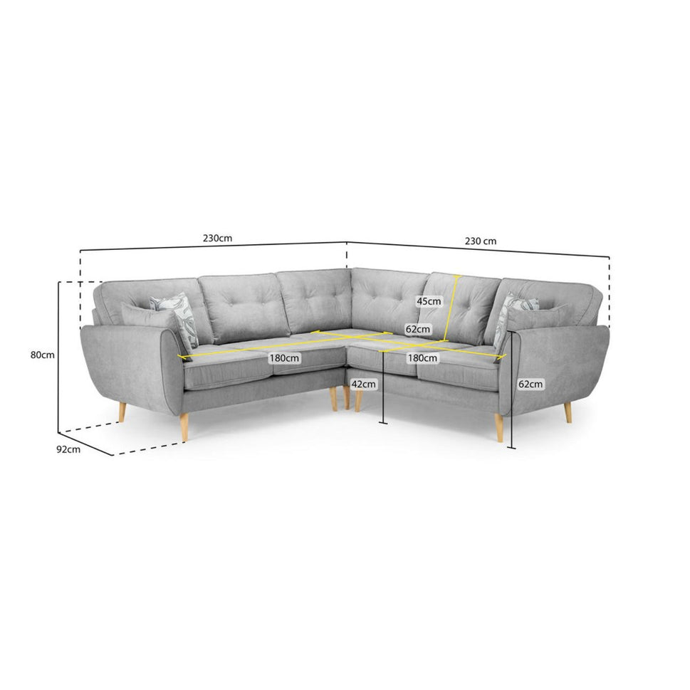 Zinc Large Corner Sofa in Grey