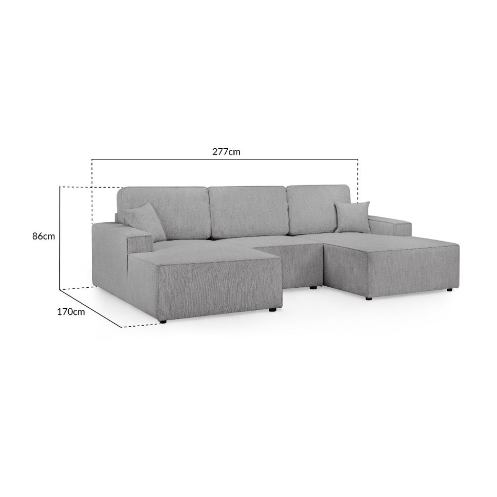 Leo Cinema Sofa U Shape Corner in Grey