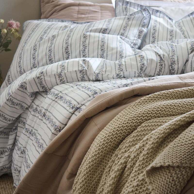 Clara Floral Double Duvet Set- Blue