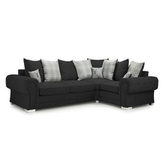 Verona Scatterback Right Hand Facing Corner Sofa in Black