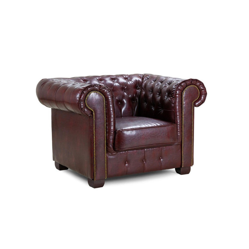 Chesterfield Armchair in Oxblood Red