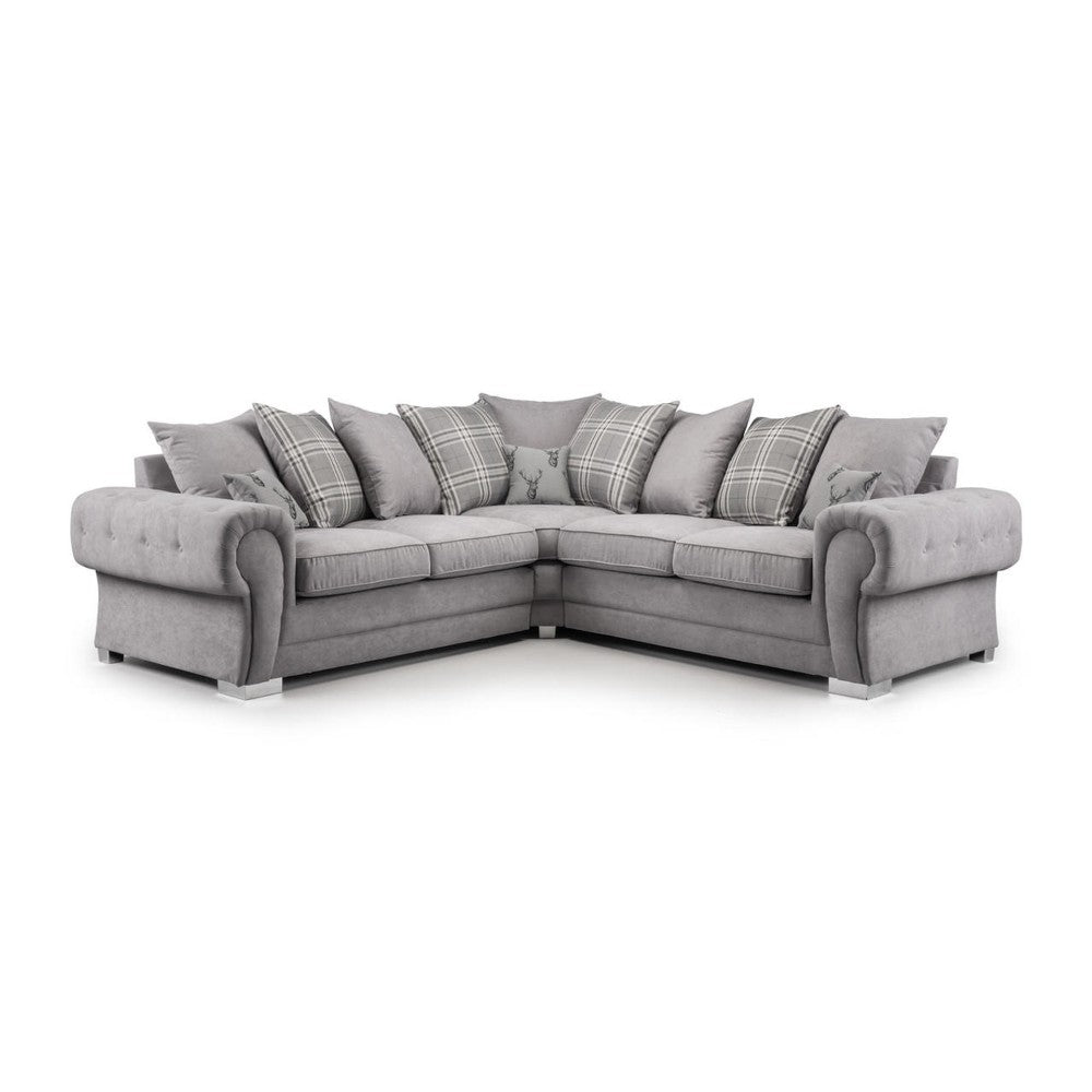 Verona Scatterback Large Corner Sofa in Grey