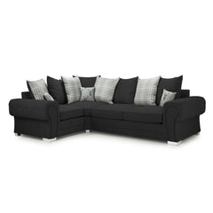 Verona Scatterback Left Hand Facing Corner Sofa in Black