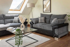 Logan 3+2 Sofa in Black/Grey