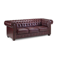 Chesterfield 3 Seater Sofa in Oxblood Red