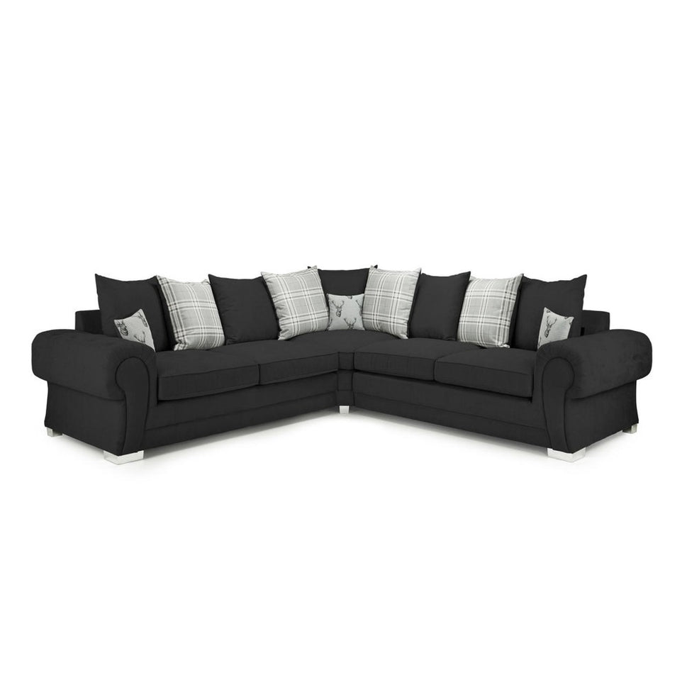Verona Scatterback Large Corner Sofa in Black