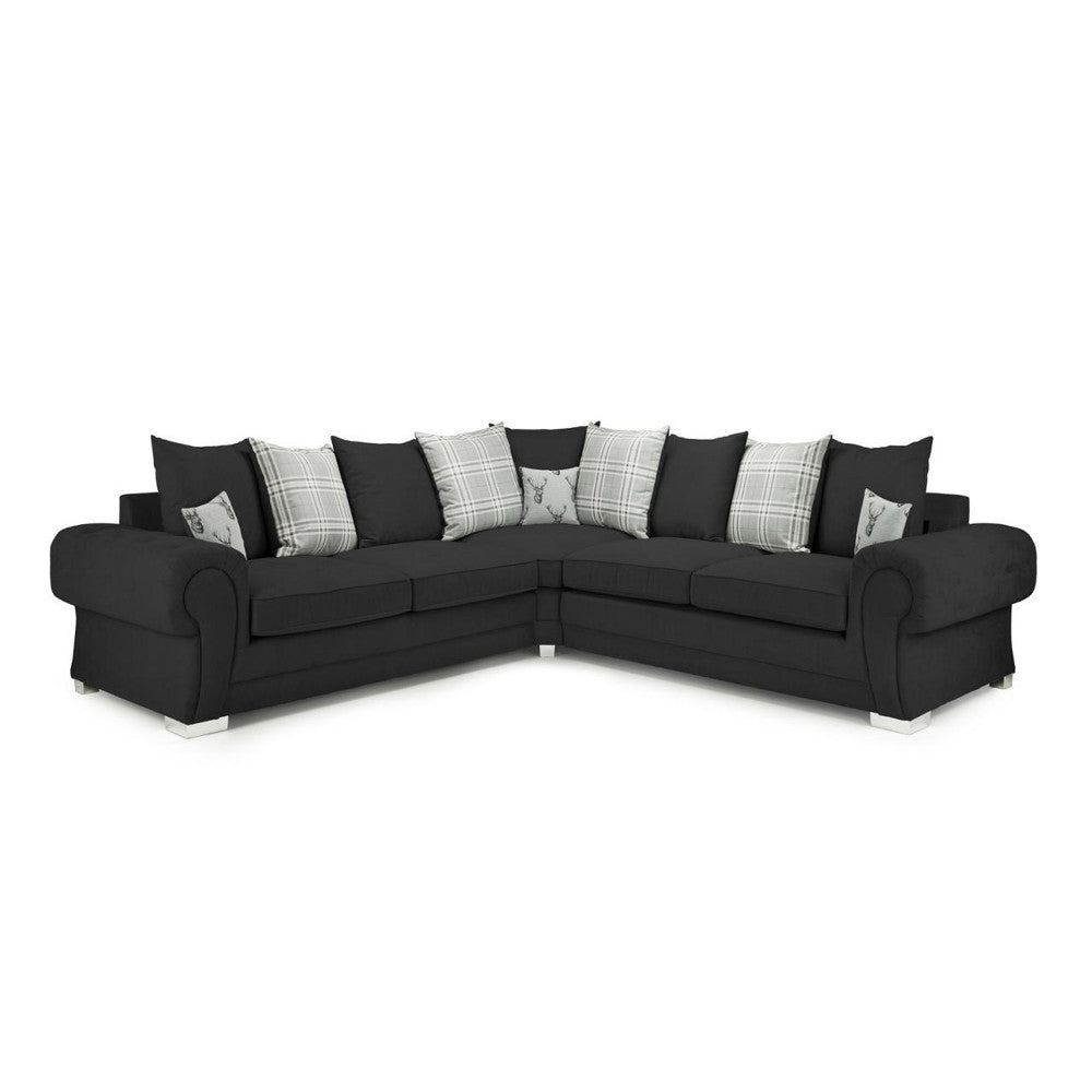 Verona Scatterback Large Corner Sofa in Black