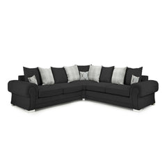 Verona Scatterback Large Corner Sofa in Black