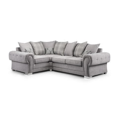 Verona Scatterback Left Hand Facing Corner Sofa in Grey