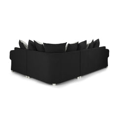 Verona Scatterback Right Hand Facing Corner Sofa in Black