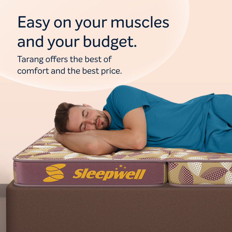 Sleepwell Tarang Foldable Mattress | PU Foam | Neem Fresche Technology with Storage Cover