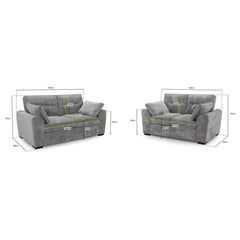 Maxwell 3+2 Set Sofa in Grey