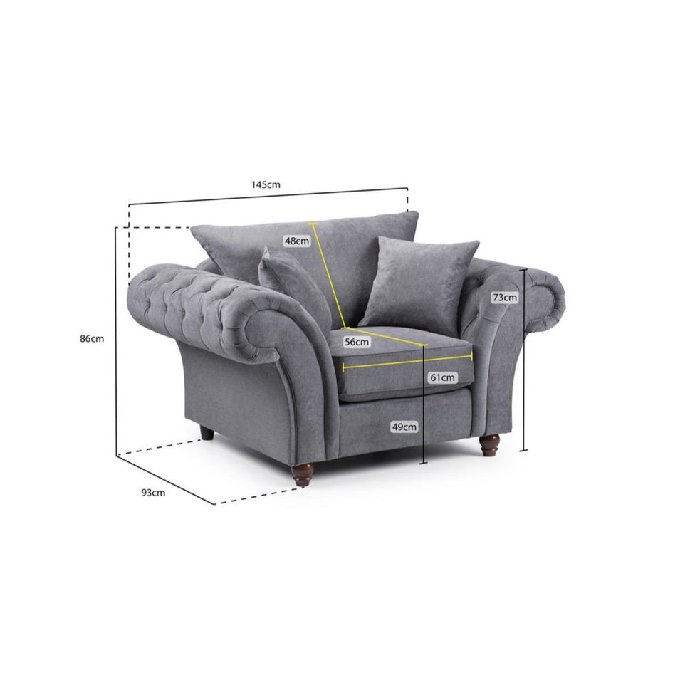 Windsor Fullback Armchair in Grey
