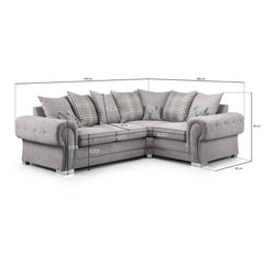 Verona Scatterback Right Hand Facing Corner Sofa in Grey