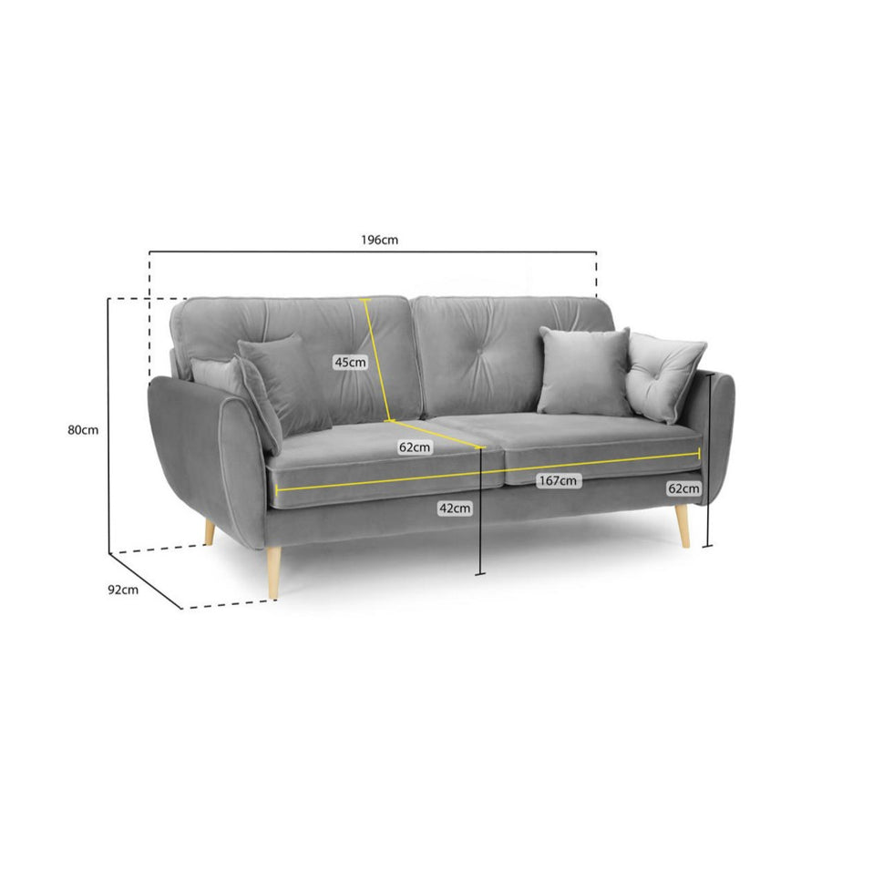 Zinc 3 Seater Sofa in Grey
