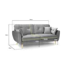 Zinc 3 Seater Sofa in Grey