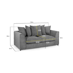 Harley Jumbo 3 Seater Sofa in Grey