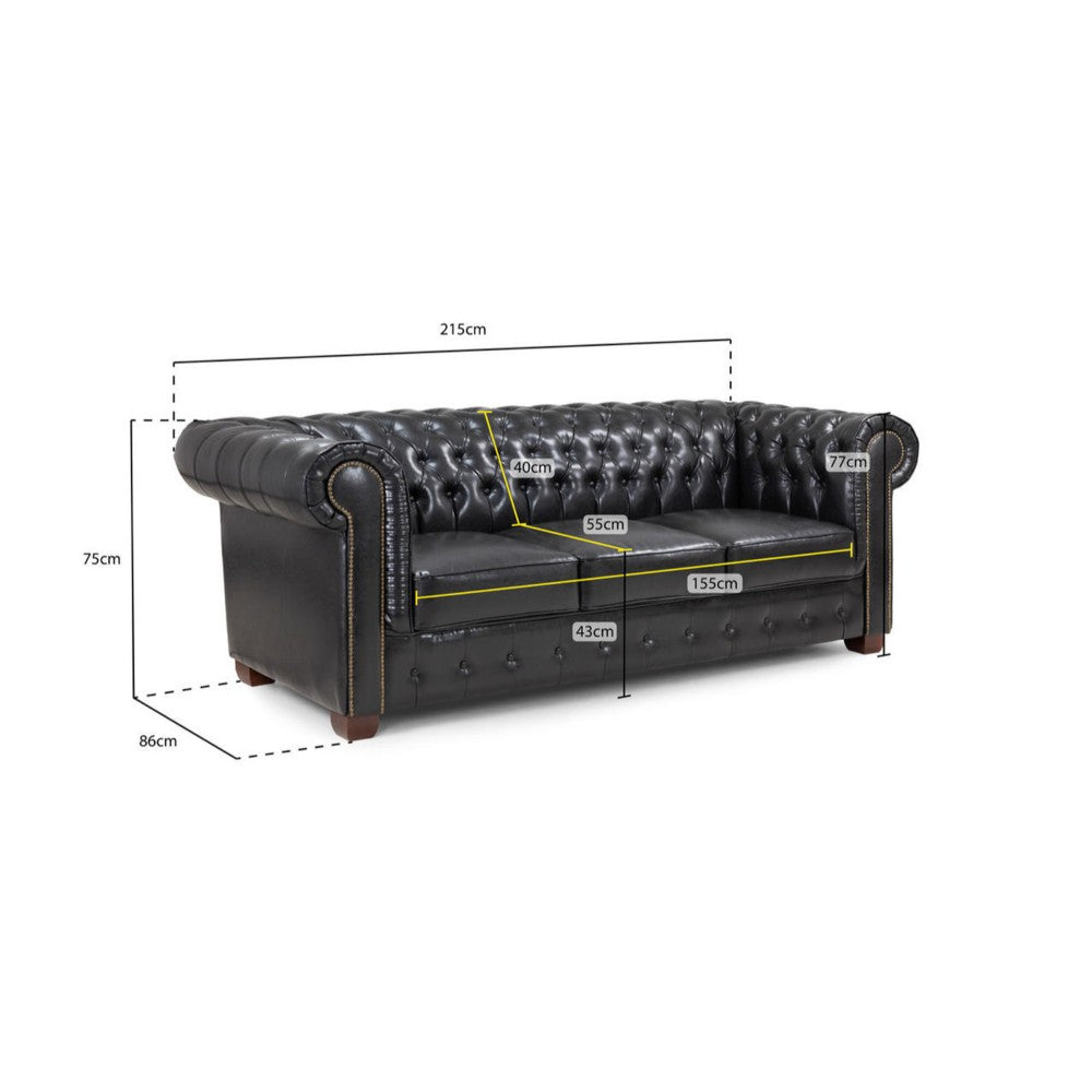 Chesterfield 3 Seater Sofa in Oxblood Red