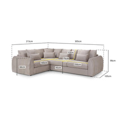 Mirabel Left Hand Facing Corner Sofa in Grey