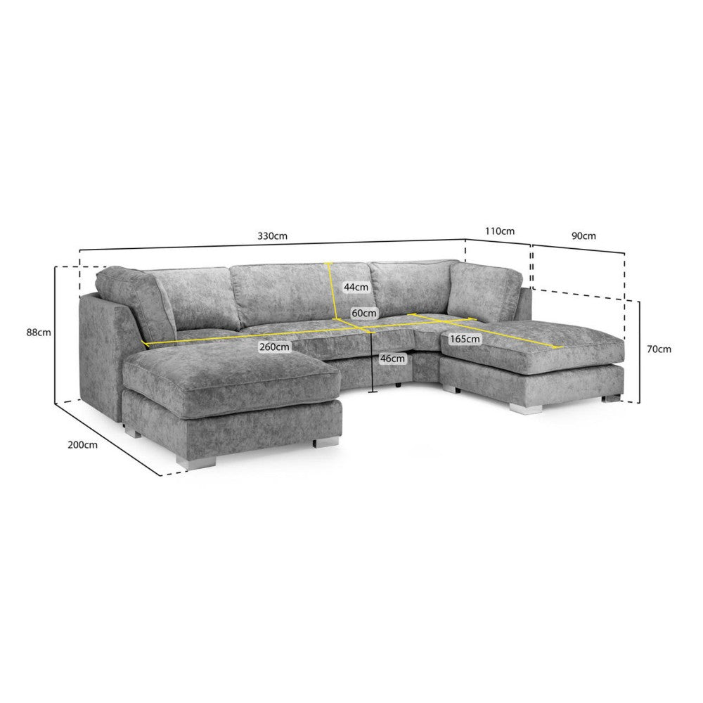 Bishop Fullback U Shape Sofa in Platinum