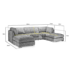 Bishop Fullback U Shape Sofa in Platinum