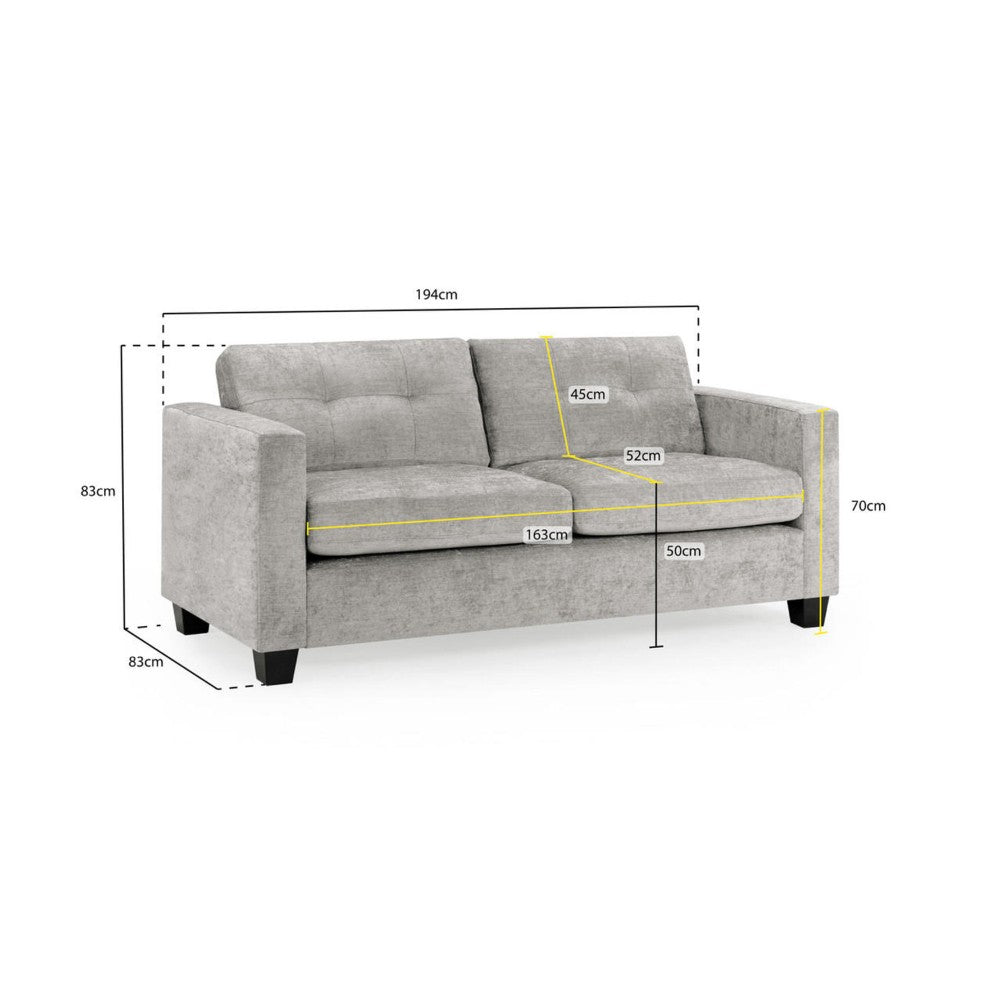 Jerry 3 Seater Sofa in Grey Fabric