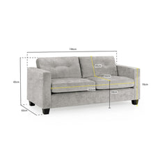 Jerry 3 Seater Sofa in Grey Fabric