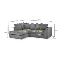 Harley Jumbo Left Hand Facing Corner Sofa in Grey