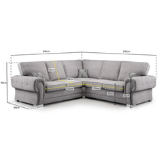 Verona Large Corner Sofa in Grey