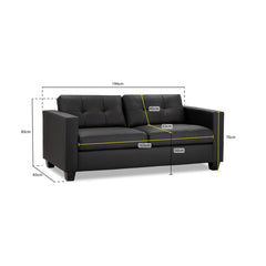 Jerry 3 Seater Sofa in Black