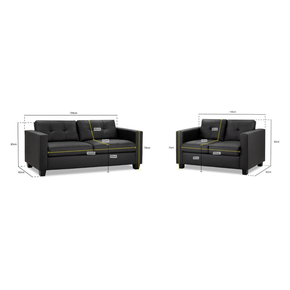 Jerry 3+2 Set Sofa in Black