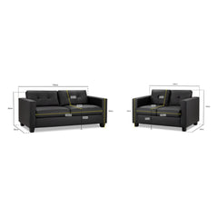 Jerry 3+2 Set Sofa in Black