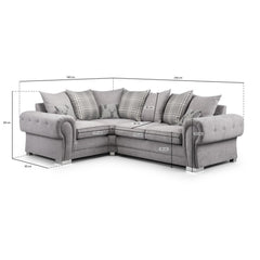 Verona Scatterback Left Hand Facing Corner Sofa in Grey