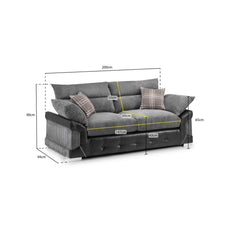 Logan 3 Seater Sofa in Black/Grey