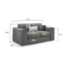 Naples 2 Seater Sofa in Grey