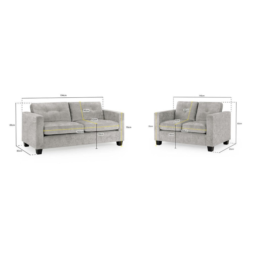 Jerry 3+2 Seater Sofa in Grey Fabric