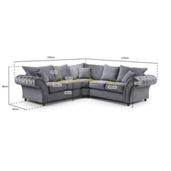 Windsor Fullback Large Corner Sofa in Grey