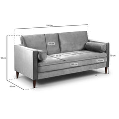 Harper 3 Seater Sofa in Plush Grey