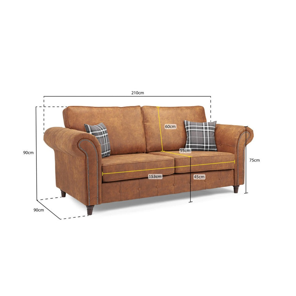 Oakland 3 Seater Sofa in Charcoal