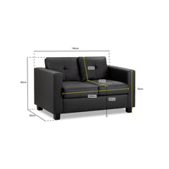 Jerry 2 Seater Sofa in Black