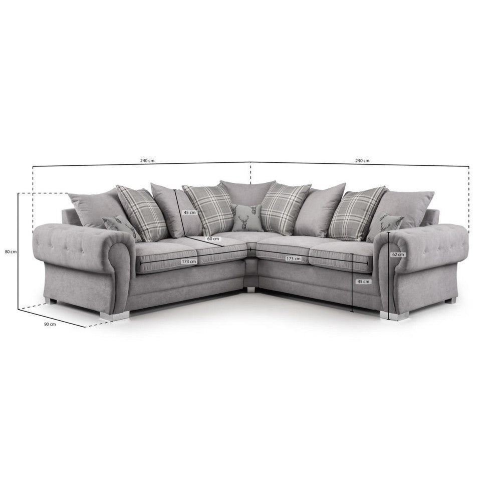 Verona Scatterback Large Corner Sofa in Black