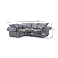 Windsor Fullback Left Hand Facing Corner Sofa in Grey