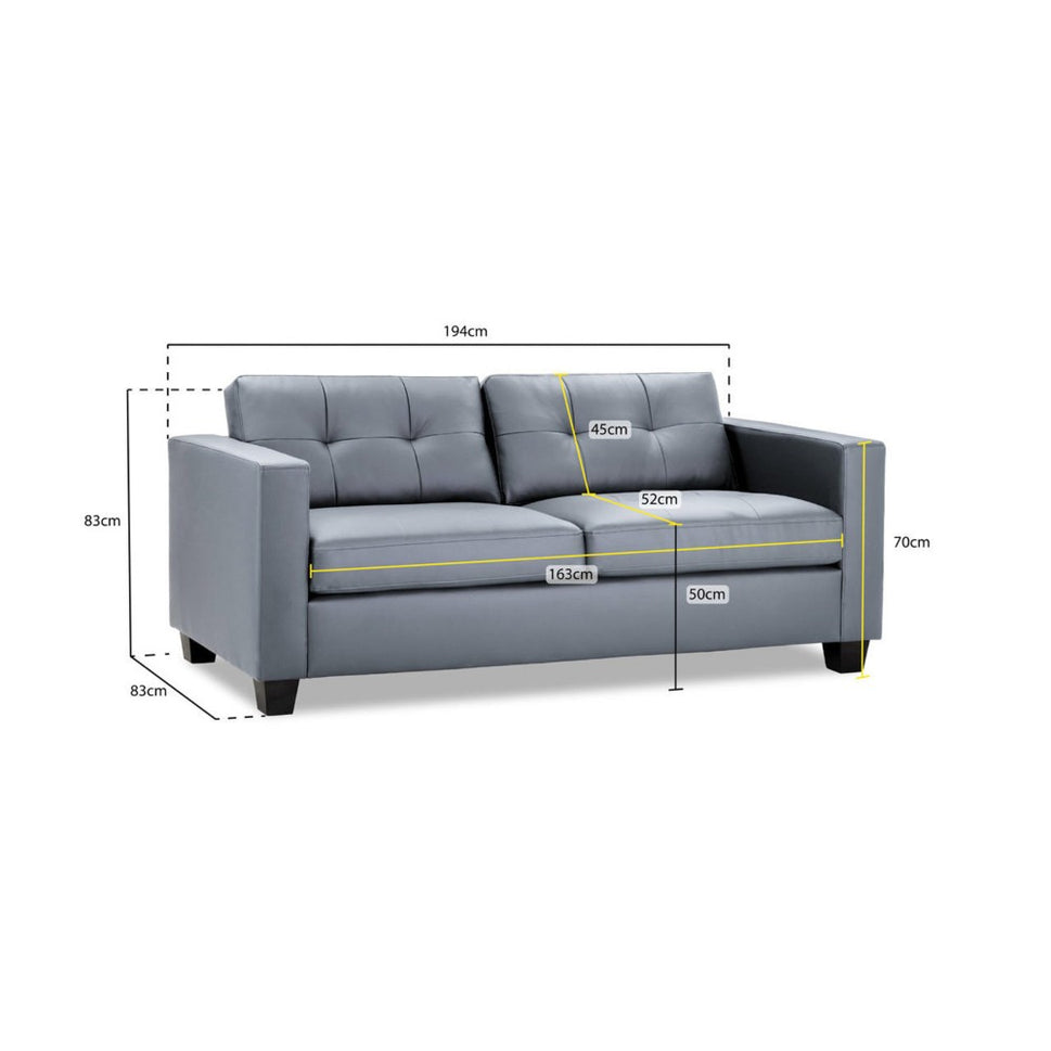 Jerry 3 Seater Sofa in Grey