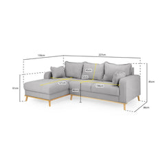 Briar Left Hand facing Corner Sofa in Grey